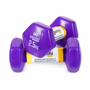 Гантели Gemini Sport для фитнеса с виниловым покрытием 2шт по 2.5кг GSD-2.5PUR