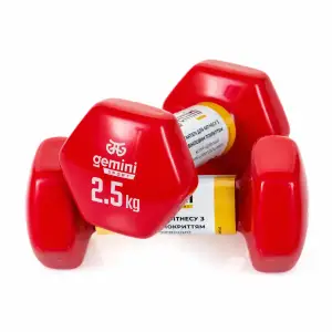 Гантели Gemini Sport для фитнеса с виниловым покрытием 2шт по 2.5кг GSD-2.5RED