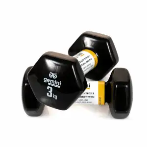 Гантели Gemini Sport для фитнеса с виниловым покрытием 2 шт. по 3,0 кг GSD-3.0BK