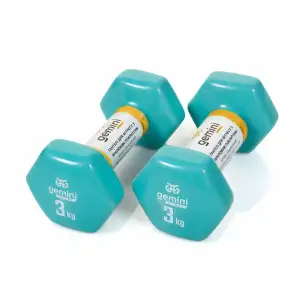 Гантелі Gemini Sport для фітнесу з вініловим покриттям 2шт по 3.0кг GSD-3.0CYAN