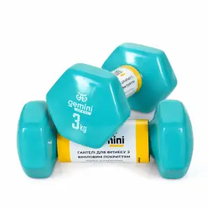 Гантели Gemini Sport для фитнеса с виниловым покрытием 2 шт. по 3,0 кг GSD-3.0CYAN