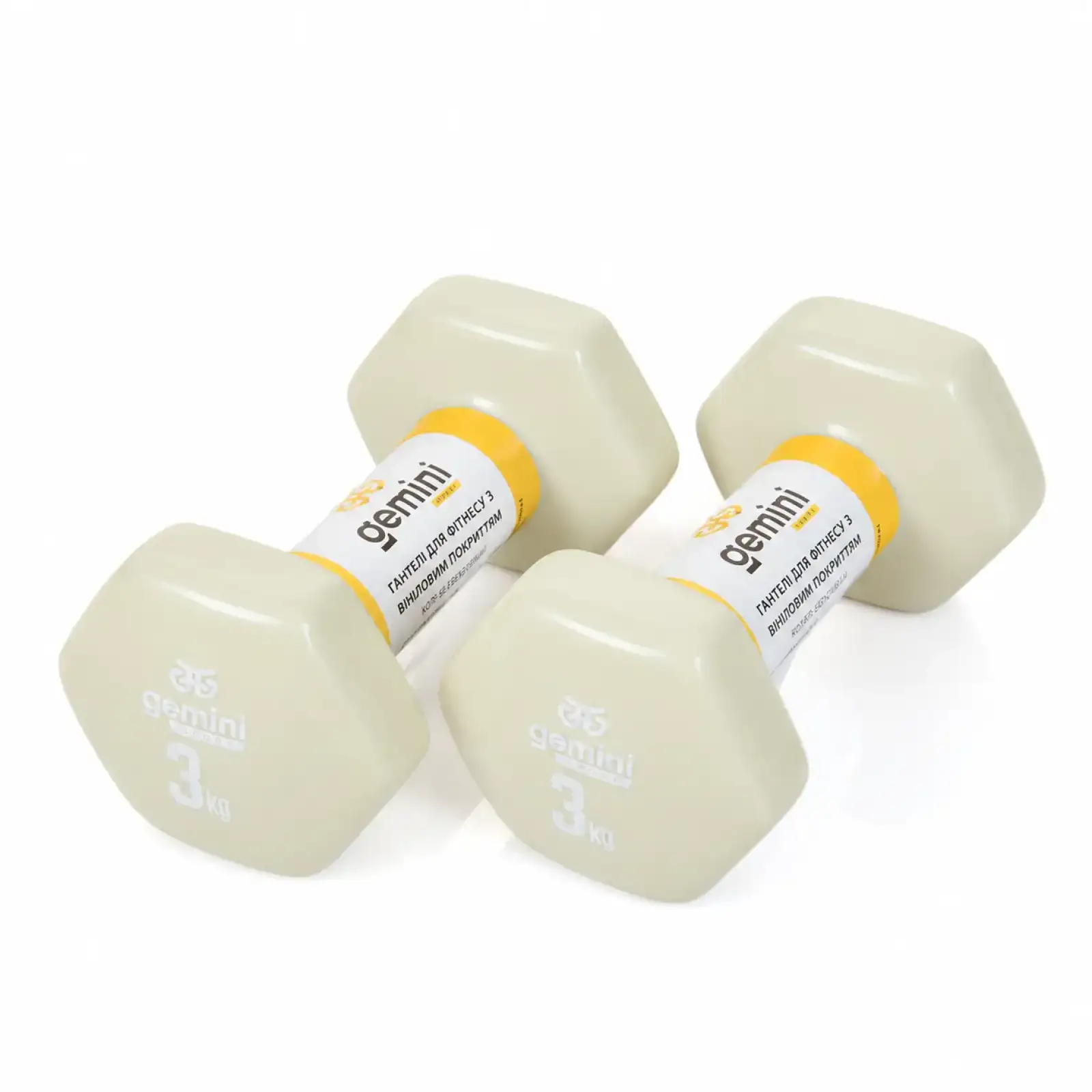 Гантели Gemini Sport для фитнеса с виниловым покрытием 2 шт по 3,0 кг GSD-3.0MILK
