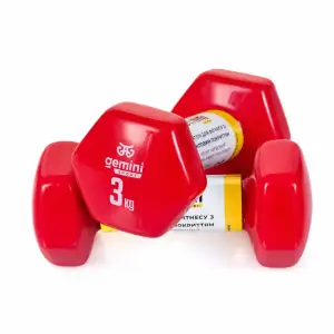 Гантели Gemini Sport для фитнеса с виниловым покрытием 2шт по 3,0кг GSD-3.0RED