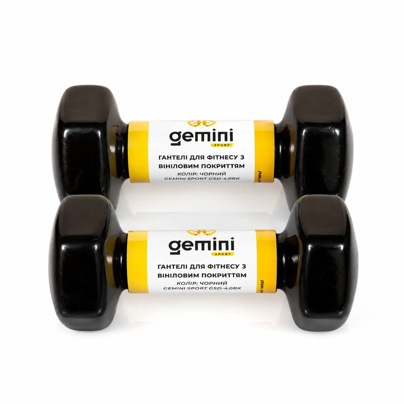 Гантелі Gemini Sport для фітнесу з вініловим покриттям 2шт по 4.0кг GSD-4.0BK