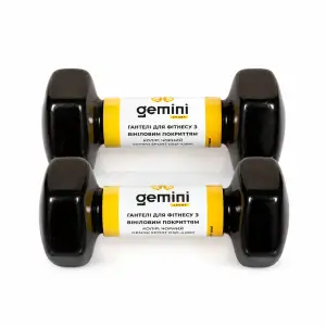 Гантелі Gemini Sport для фітнесу з вініловим покриттям 2шт по 4.0кг GSD-4.0BK