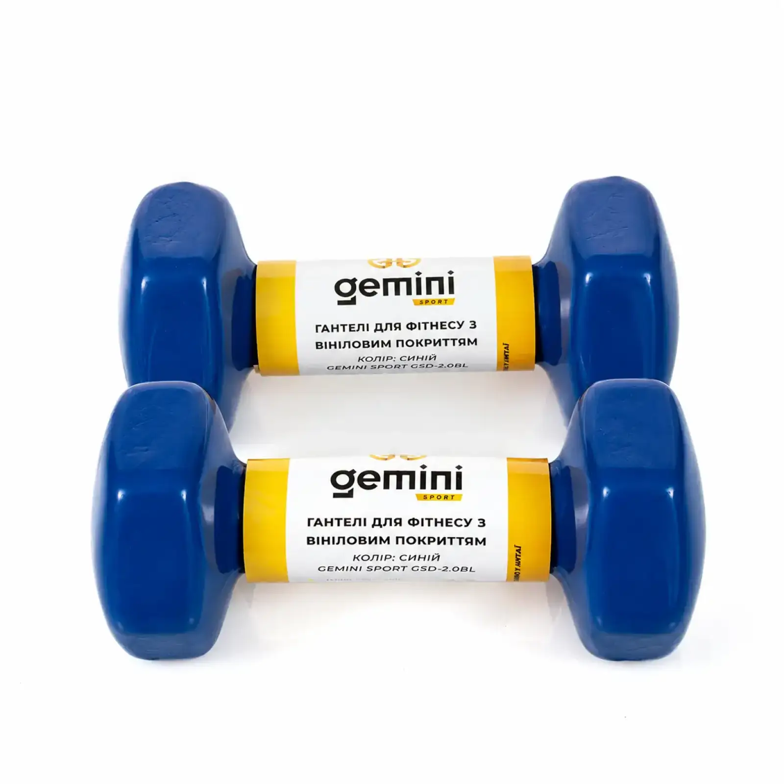 Гантелі Gemini Sport для фітнесу з вініловим покриттям 2шт по 4.0кг GSD-4.0BL