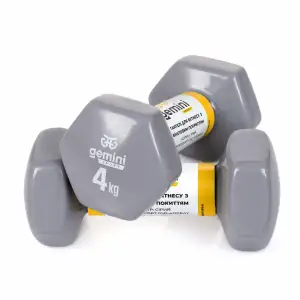 Гантели Gemini Sport для фитнеса с виниловым покрытием 2 шт. по 4,0 кг GSD-4.0GRAY