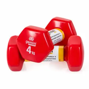 Гантели Gemini Sport для фитнеса с виниловым покрытием 2 шт. по 4,0 кг GSD-4.0RED