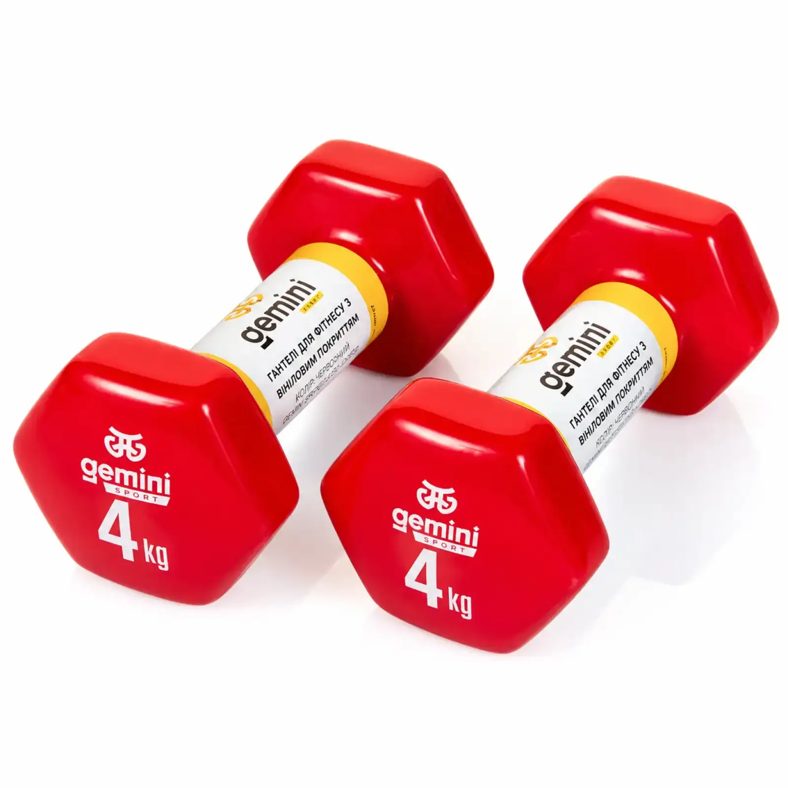 Гантелі Gemini Sport для фітнесу з вініловим покриттям 2шт по 4.0кг GSD-4.0RED