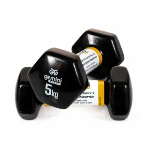 Гантели Gemini Sport для фитнеса с виниловым покрытием 2 шт. по 5,0 кг GSD-5.0BK
