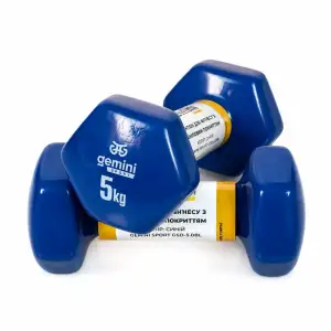Гантели Gemini Sport для фитнеса с виниловым покрытием 2 шт. по 5,0 кг GSD-5.0BL