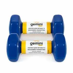 Гантелі Gemini Sport для фітнесу з вініловим покриттям 2шт по 5.0кг GSD-5.0BL
