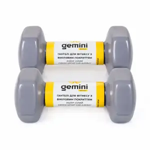 Гантелі Gemini Sport для фітнесу з вініловим покриттям 2шт по 5.0кг GSD-5.0GRAY