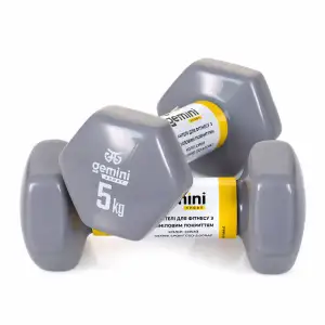 Гантели Gemini Sport для фитнеса с виниловым покрытием 2 шт. по 5,0 кг GSD-5.0GRAY
