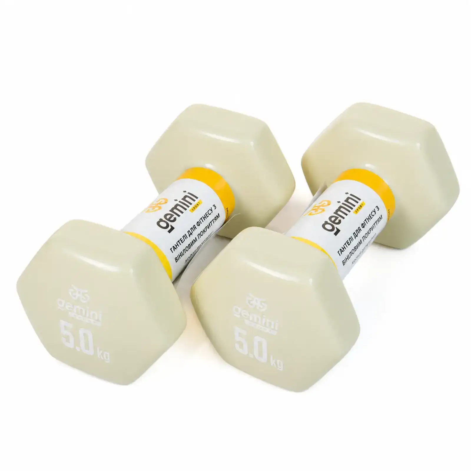 Гантелі Gemini Sport для фітнесу з вініловим покриттям 2шт по 5.0кг GSD-5.0MILK