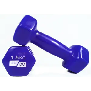 Гантелі для фітнесу з вініловим покриттям 2шт GoDo GD-1.5BL PRC