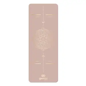 Коврик для йоги каучуковый полиуретан Gemini Sport Pro 183см*68см*5мм PUY-3900-11 пудровый