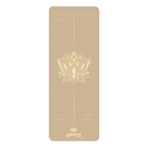 Килимок для йоги каучуковий поліуретан Pro ILLustration Gemini Sport Pro 183см*68см*5мм PUY-5900-5 бежевий