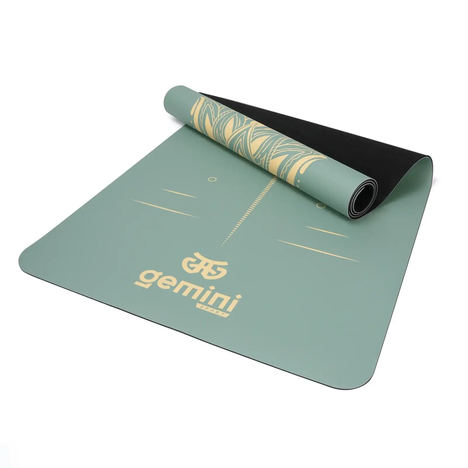 Коврик для йоги каучуковый полиуретан Pro ILLustration Gemini Sport Pro 183см*68см*5мм PUY-5900-6 бирюзовый