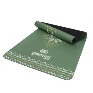Коврик для йоги каучуковый полиуретан Pro ILLustration Gemini Sport Pro 183см*68см*5мм PUY-5900-9 зеленый