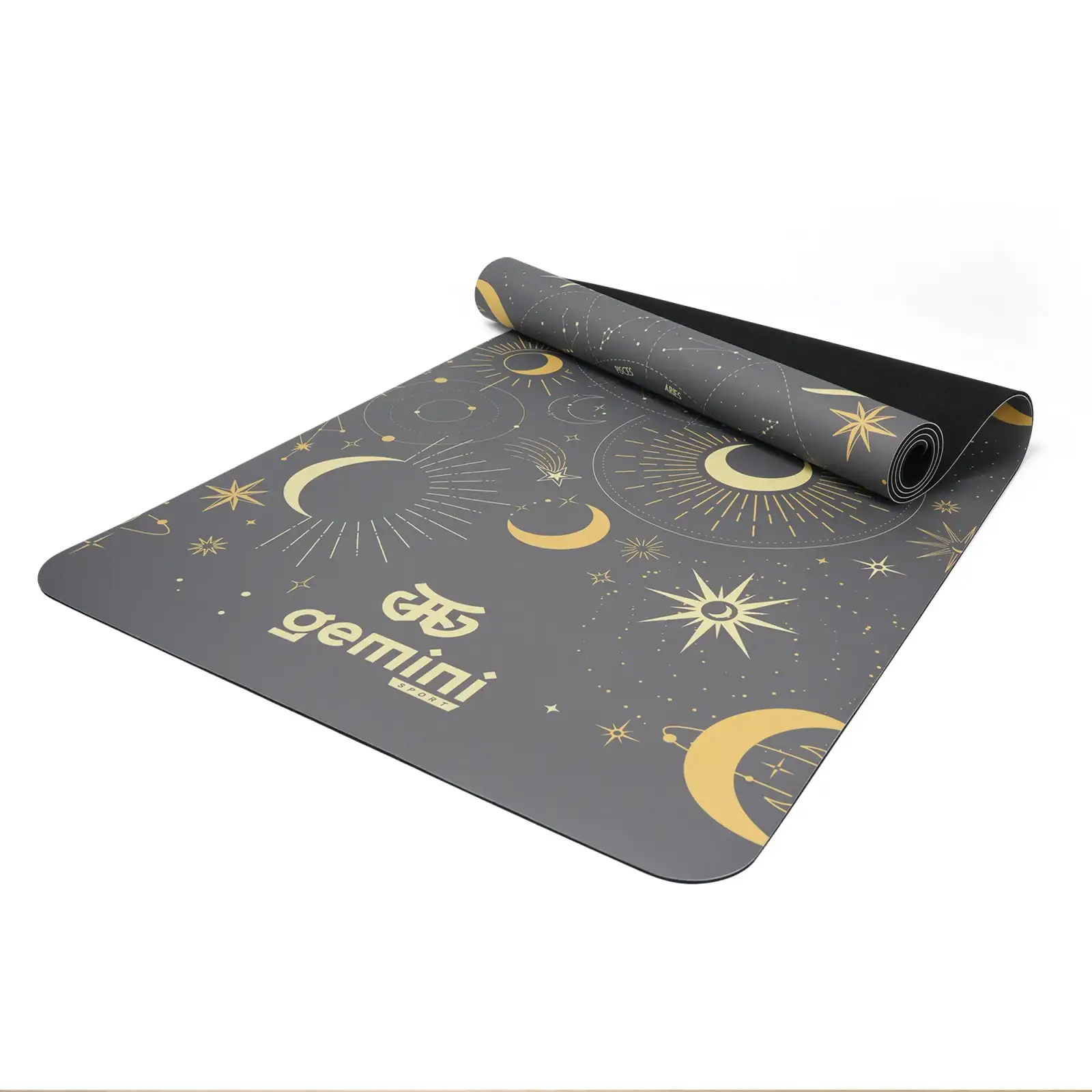Килимок для йоги каучуковий поліуретан Pro ILLustration Gemini Sport Pro 183см*68см*5мм PUY-5900-10 темно-сірий