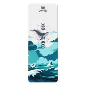 Коврик для йоги каучуковый полиуретан Pro ILLustration Gemini Sport Pro 183см*68см*5мм PUY-5900-11 сине-голубой