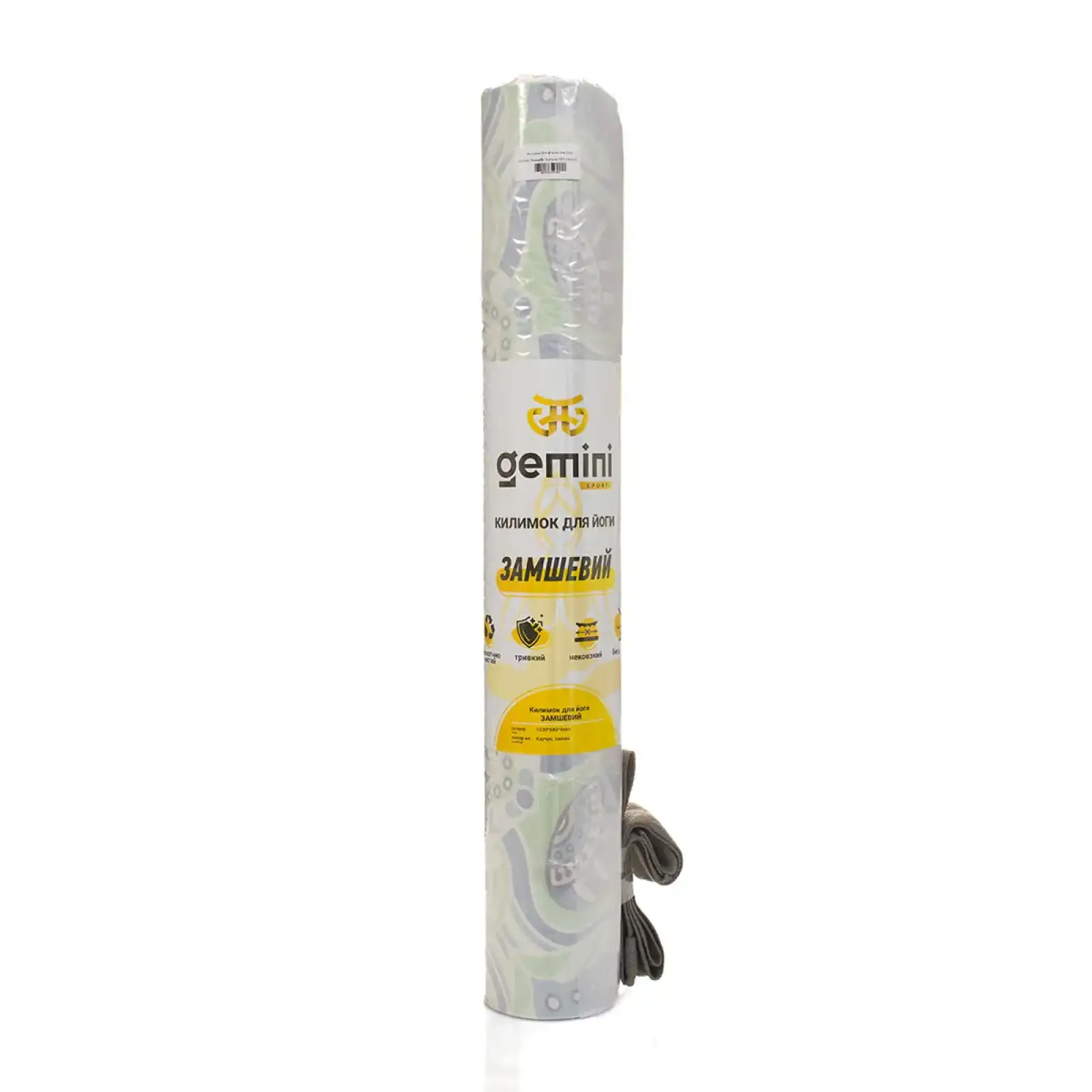Килимок для йоги каучуковий замшевий Gemini Sport PSY-0890G 183см 68см 4см Elephant