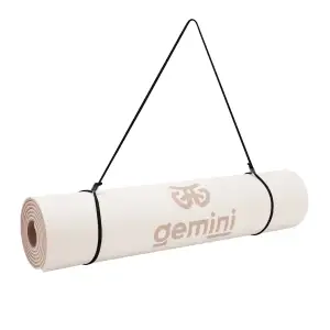 Килимок для фітнесу та йоги Gemini Sport TPE+TC 6 мм 183×61 см молочний / бежево-рожевий GE-60034