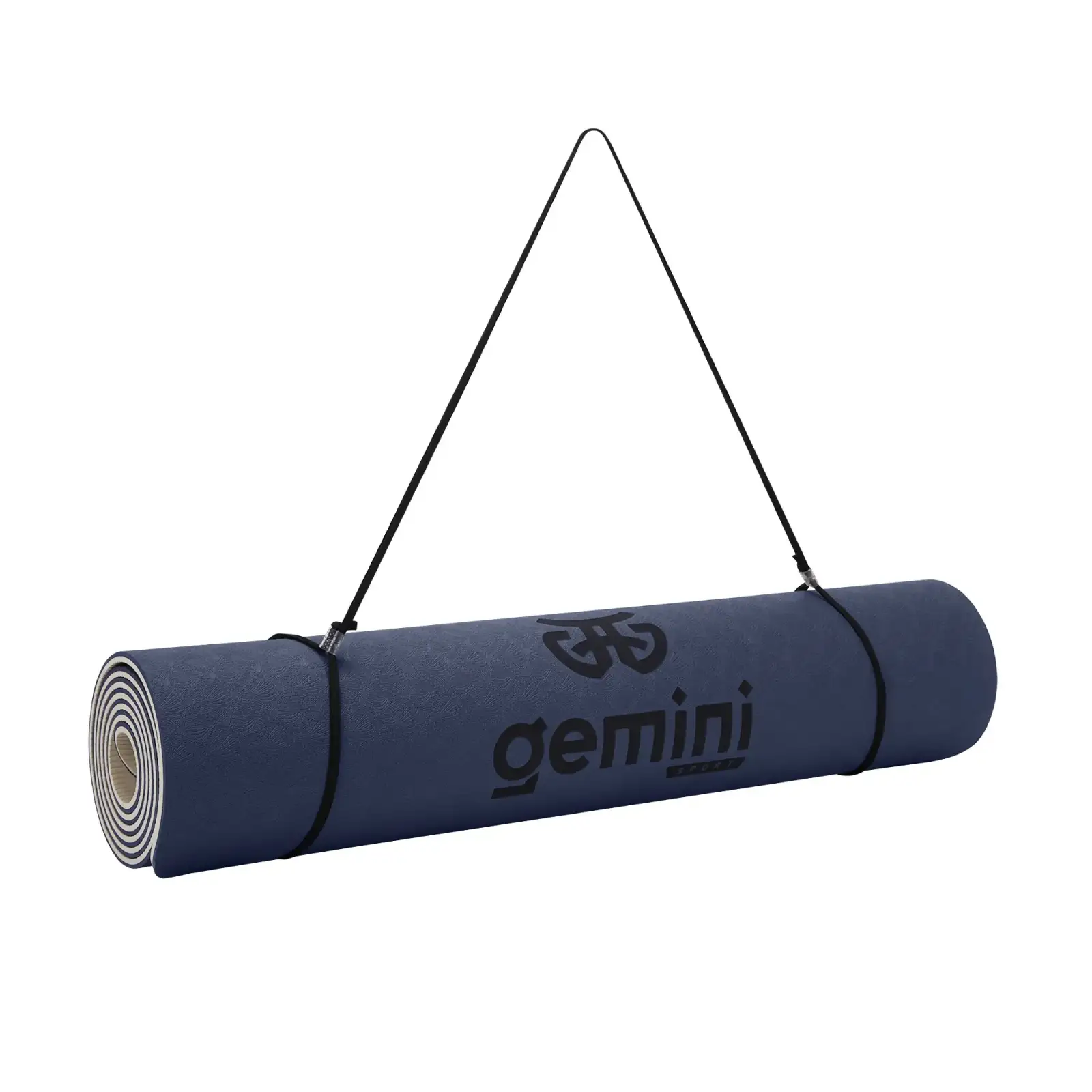 Коврик для фитнеса и йоги Gemini Sport TPE+TC 6 мм 183×61 см тёмно-синий / бежевый GE-60035