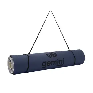 Коврик для фитнеса и йоги Gemini Sport TPE+TC 6 мм 183×61 см тёмно-синий / бежевый GE-60035