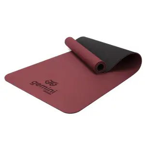 Килимок для фітнесу та йоги Gemini Sport TPE+TC 6 мм 183×61 см бордовий / чорний GE-60036