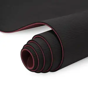Килимок для фітнесу та йоги Gemini Sport TPE+TC 6 мм 183×61 см бордовий / чорний GE-60036