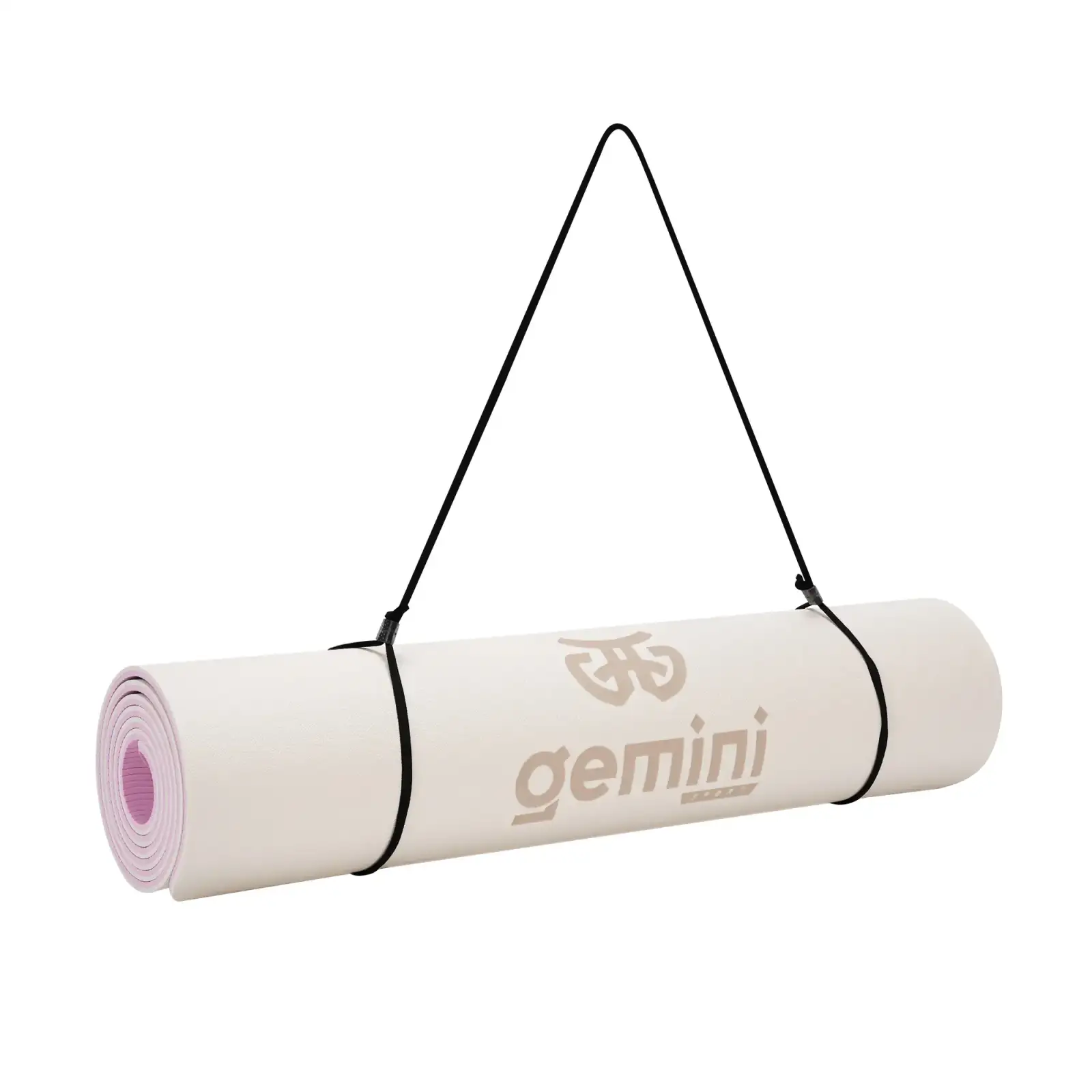 Килимок для фітнесу та йоги Gemini Sport TPE+TC 6 мм 183×61 см молочний / рожевий GE-60041