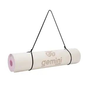 Килимок для фітнесу та йоги Gemini Sport TPE+TC 6 мм 183×61 см молочний / рожевий GE-60041