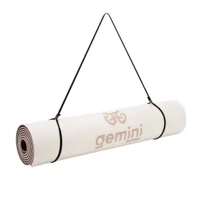 Килимок для фітнесу та йоги Gemini Sport TPE+TC 6 мм 183×61 см молочний / бордовий GE-60043