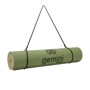 Килимок для фітнесу та йоги Gemini Sport TPE 6 мм оливковий / бежевий GE-60044