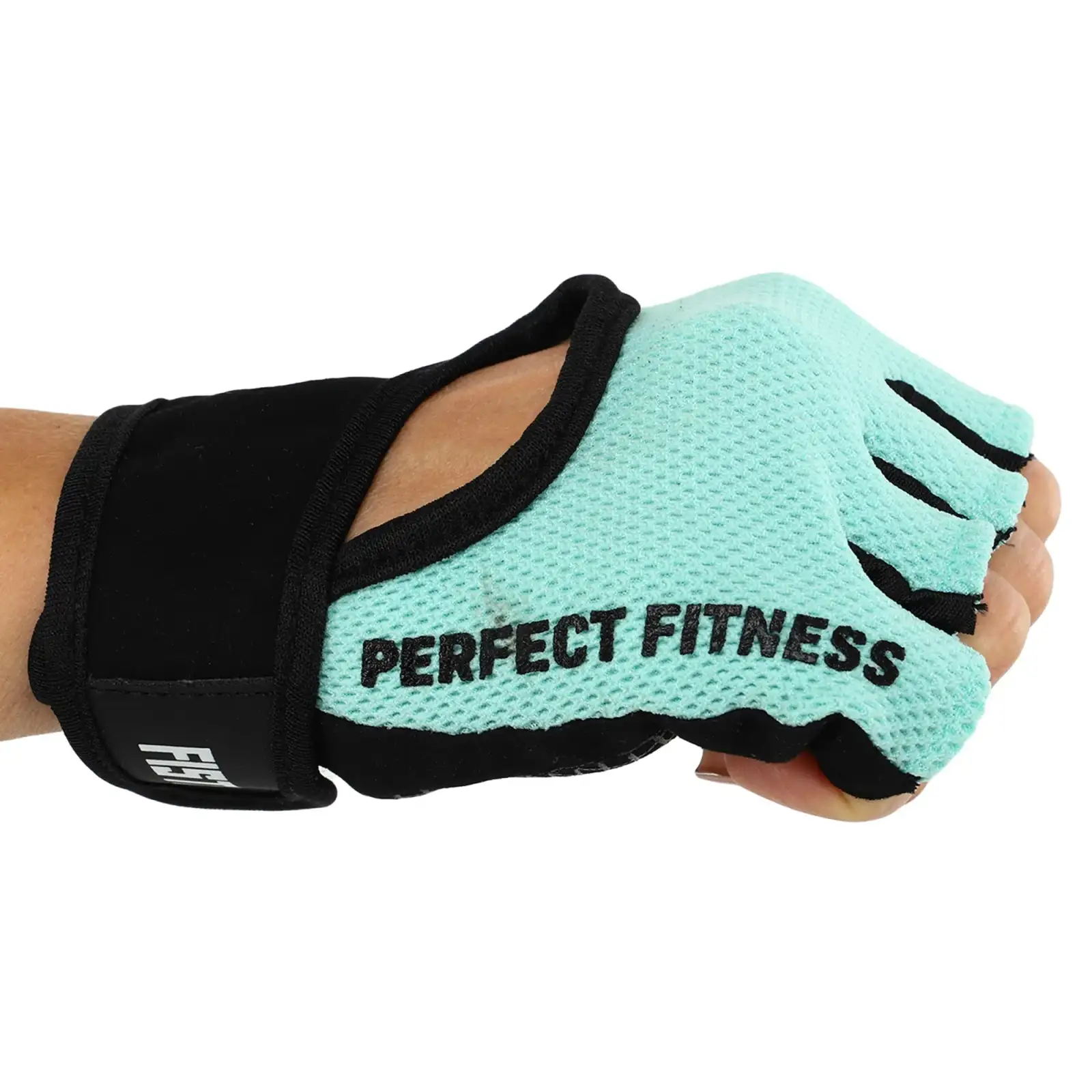 Рукавички для фітнесу та тренувань FISTRAGE XS-L чорні з бірюзовим VL-8431-1 M