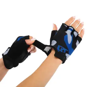 Перчатки для фитнеса и тренировок FISTRAGE размер XS-L черный-синий FG-002 M