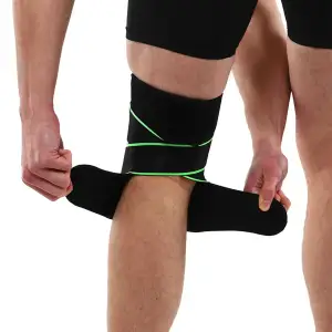 Наколенник-бандаж эластичный с фиксирующим ремнем SIBOTE 1 шт. серо-салатовый ST-7221