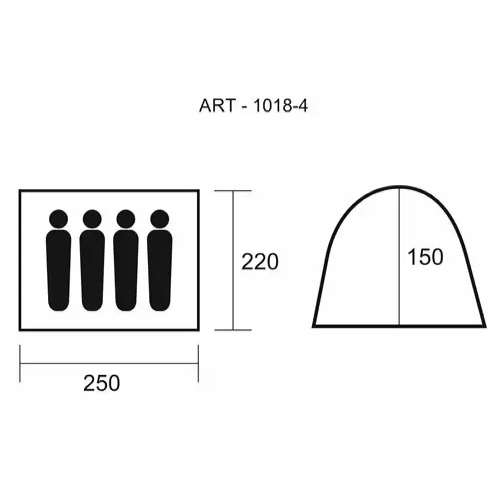 Намет 4-місний GreenCamp 1018-4 PRC (GC-1018-4)