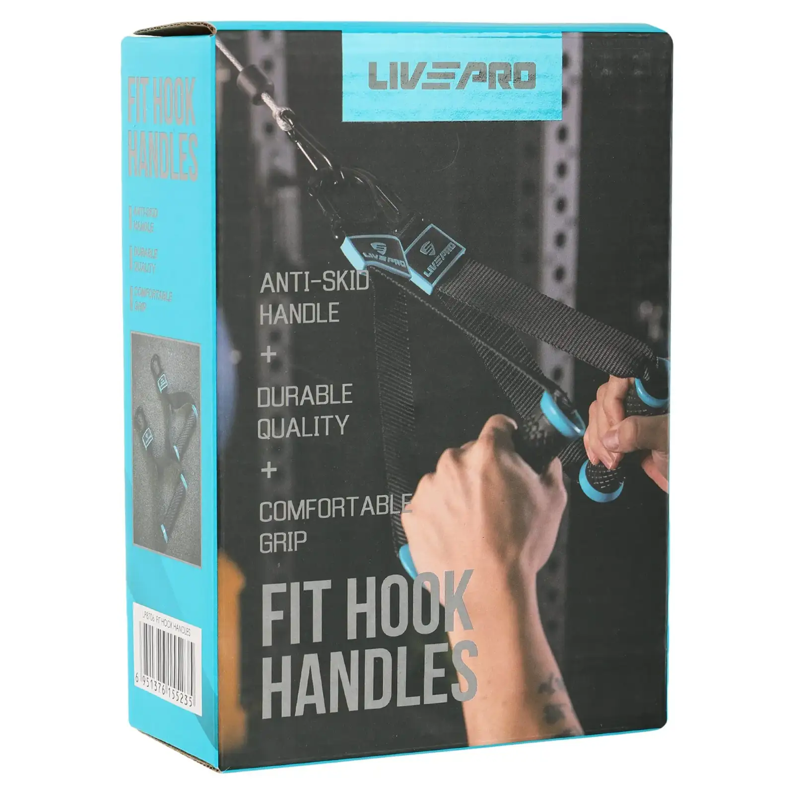 Ручки з карабінами для еспандерів, резинок та тренажерів FIT HOOK HANDLES LiveUp 2шт чорний LP8706