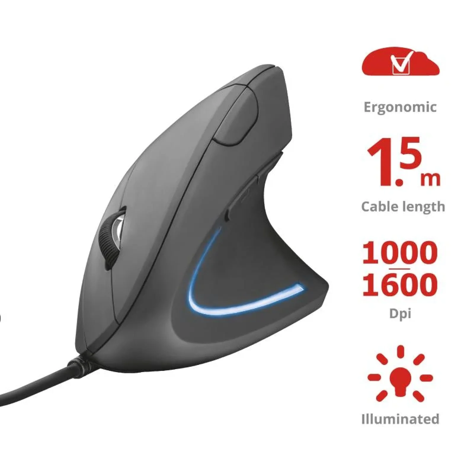 Мышь VERTO ERGONOMIC USB BLACK, 22885_TRUST UA