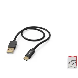 Кабель USB-A > USB-C заряджання/синхронізації Hama 1,5м, плетений, чорний (00201545) UA