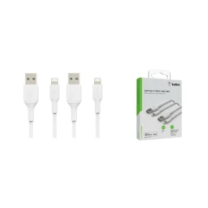 Кабель USB-A > Lightning заряджання/синхронізації Belkin 1м, 12Вт, PVC, (2 Pack), білий (CAA001BT1MWH2PK) UA