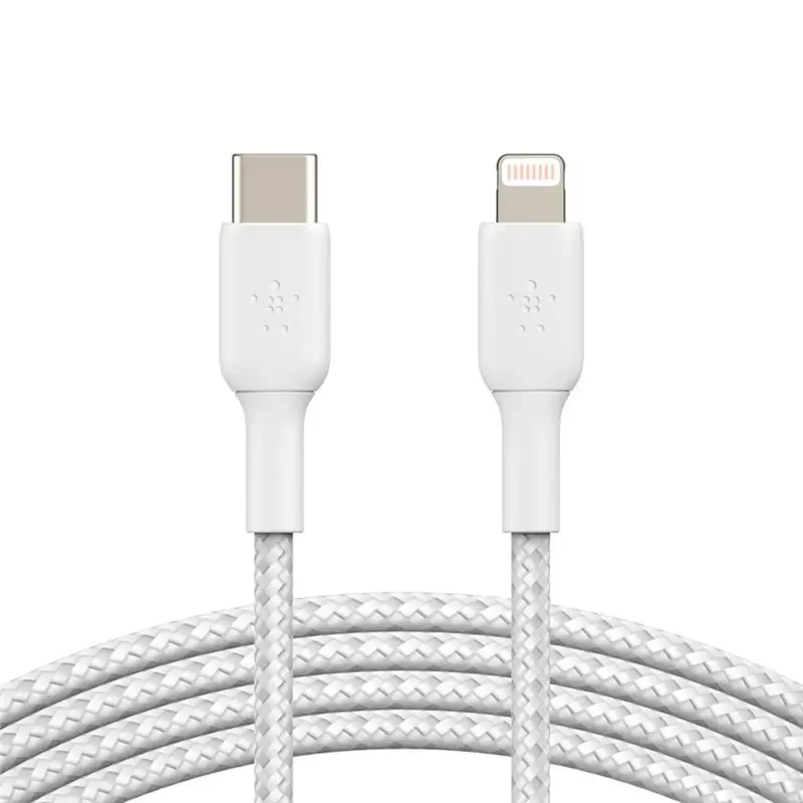 Кабель USB-C > Lightning заряджання/синхронізації Belkin 1м, 30Вт, Type-C, плетений, білий (CAA004BT1MWH) UA