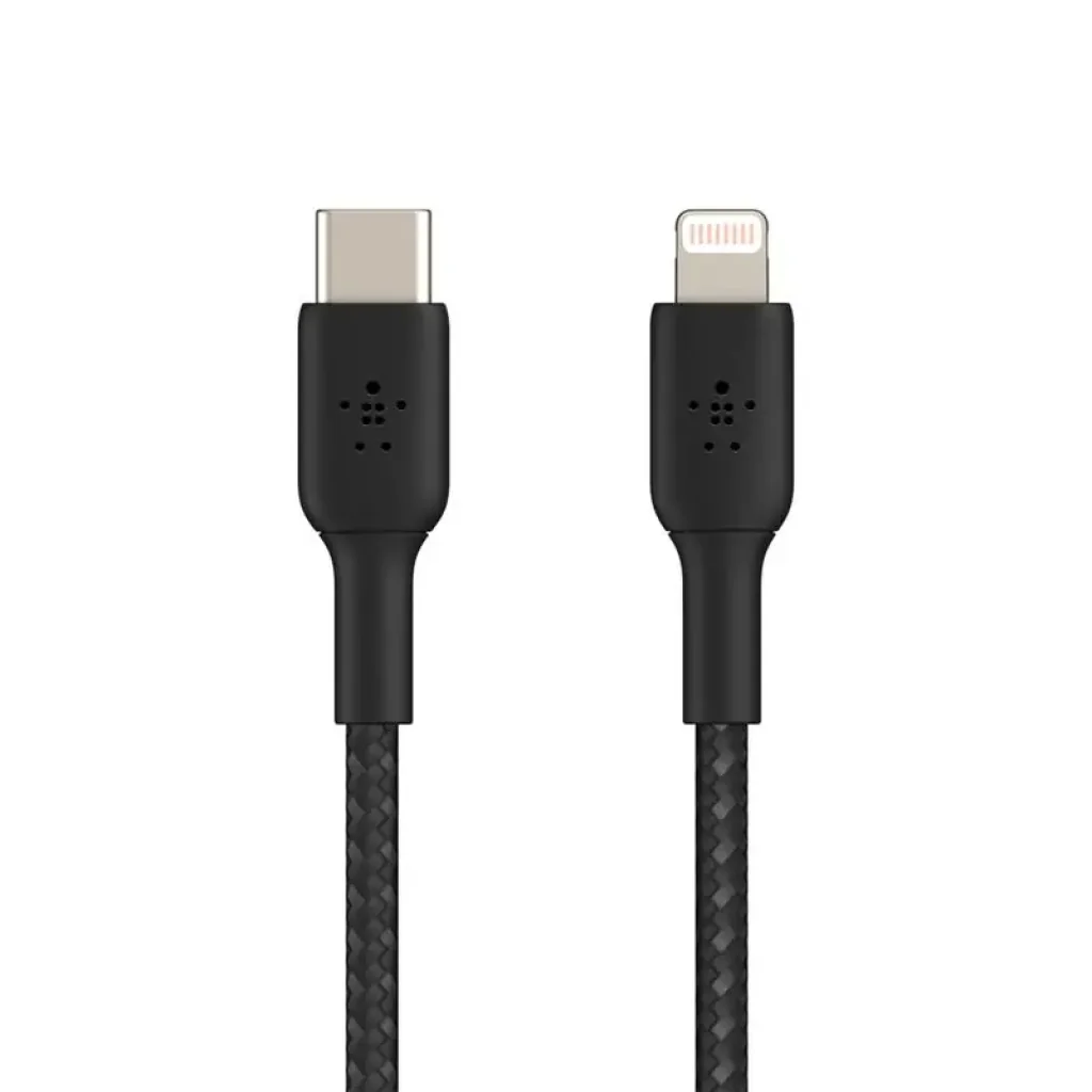 Кабель USB-C > Lightning заряджання/синхронізації Belkin 2м, 30Вт, Type-C, плетений, чорний (CAA004BT2MBK) UA