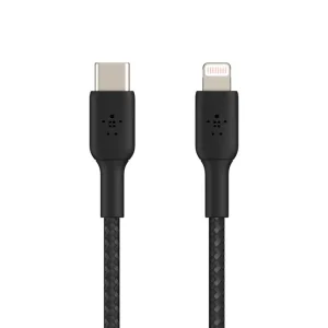 Кабель USB-C > Lightning заряджання/синхронізації Belkin 2м, 30Вт, Type-C, плетений, чорний (CAA004BT2MBK) UA
