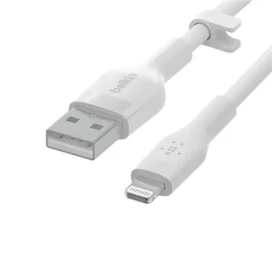 Кабель USB-A > Lightning заряджання/синхронізації Belkin 1м, силіконовий з кліпсою, білий (CAA008BT1MWH) UA
