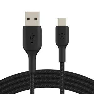 Кабель USB-A > USB-C заряджання/синхронізації Belkin 3м, 15Вт, Type-C, плетений, чорний (CAB002BT3MBK) UA