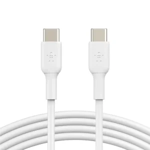 Кабель USB-C > USB-C заряджання/синхронізації Belkin 1м, 60Вт, Type-C, PVC, білий (CAB003BT1MWH) UA